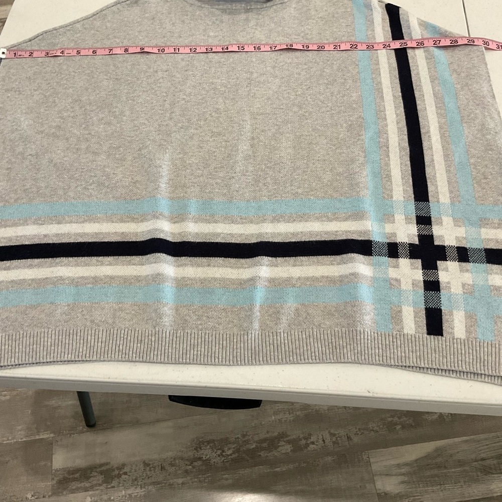 Talbots Sabrina Knit Sweater Poncho Grey, Blue & White Stripes Women’s XS/S - Picture 7 of 10